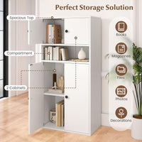 Tangkula 44” Tall Bookshelf with Doors 5-Tier Floor Standing