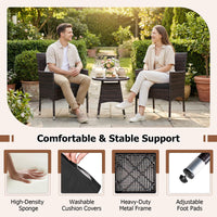 Tangkula 3 Piece Patio Furniture Set | Hand-Woven PE Wicker Conversation Set with Contoured Armchairs