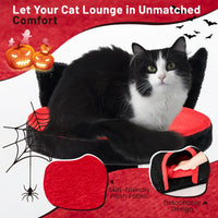 Tangkula Gothic Cat Tree, 53 Inch Black Cat Tower with Coffin Cat Bed, Spider Pompom & Spring Balls