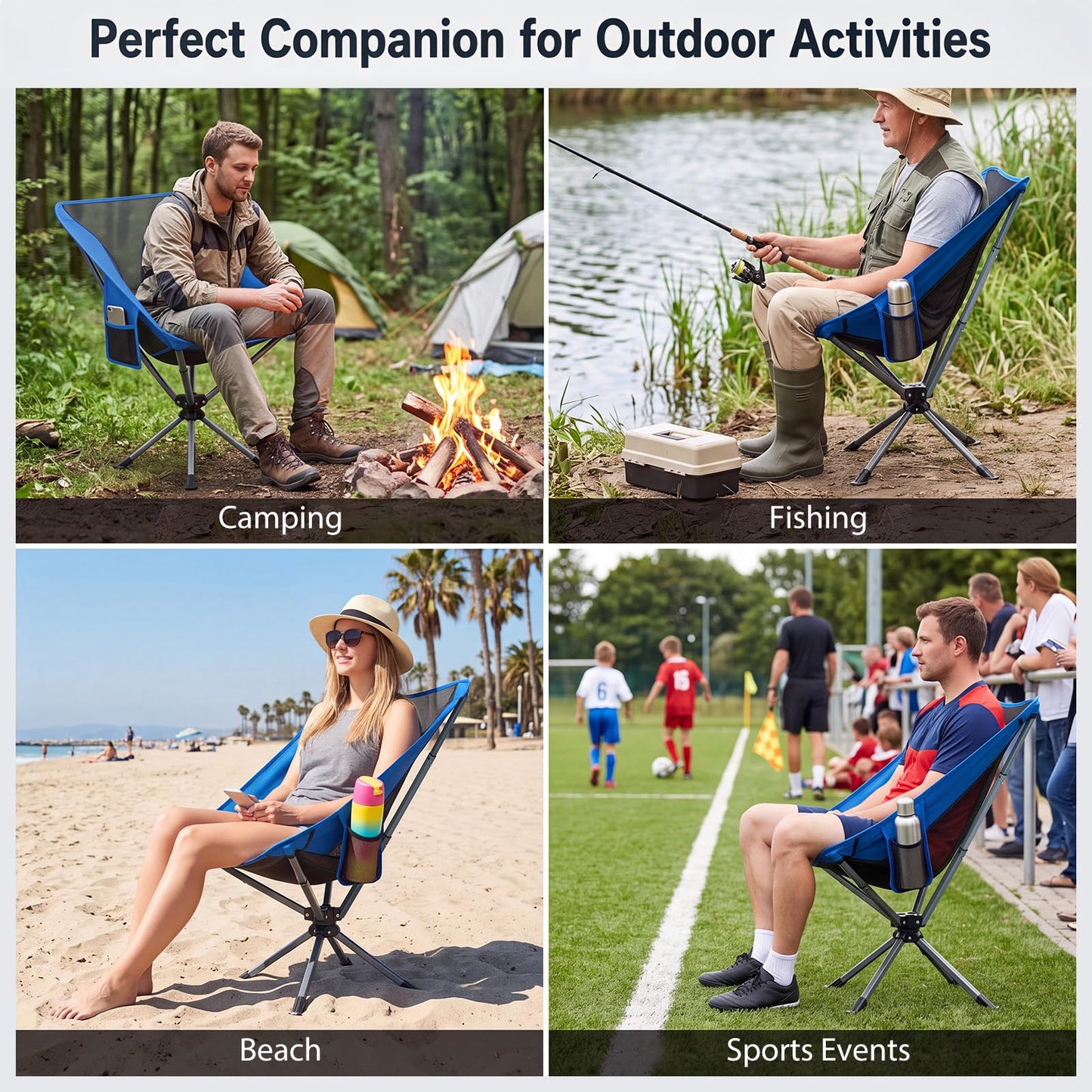 Tangkula 360° Swivel Portable Folding Camping Chair w/Carry Bag