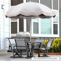 Tangkula 6.5FT Beach Umbrella with Fringe, UPF50+ Outdoor Boho Umbrella with Tassels, Push Button Tilt