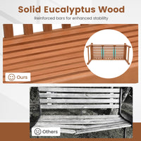 Tangkula Outdoor Garden Bench 2-Person Eucalyptus Wood Bench