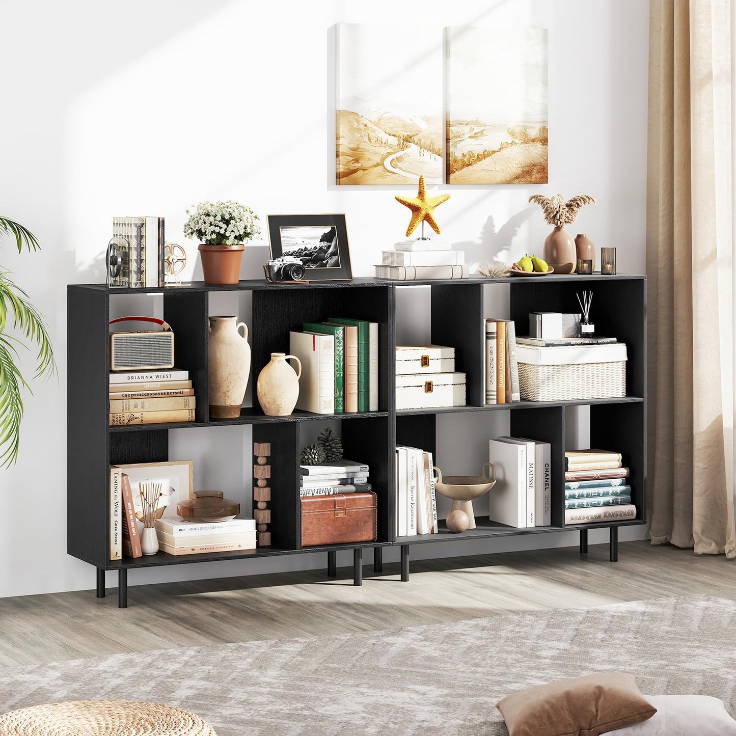 Tangkula 4 Cubby Open Bookcase