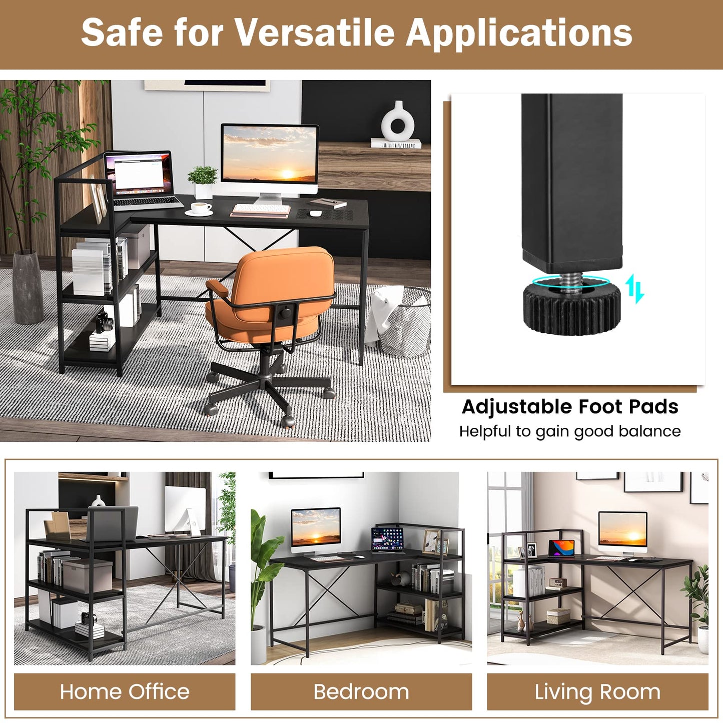 Tangkula Reversible L-Shaped Computer Desk