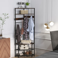 Tangkula 5-Tier Corner Hall Tree with Shoe Storage Bench