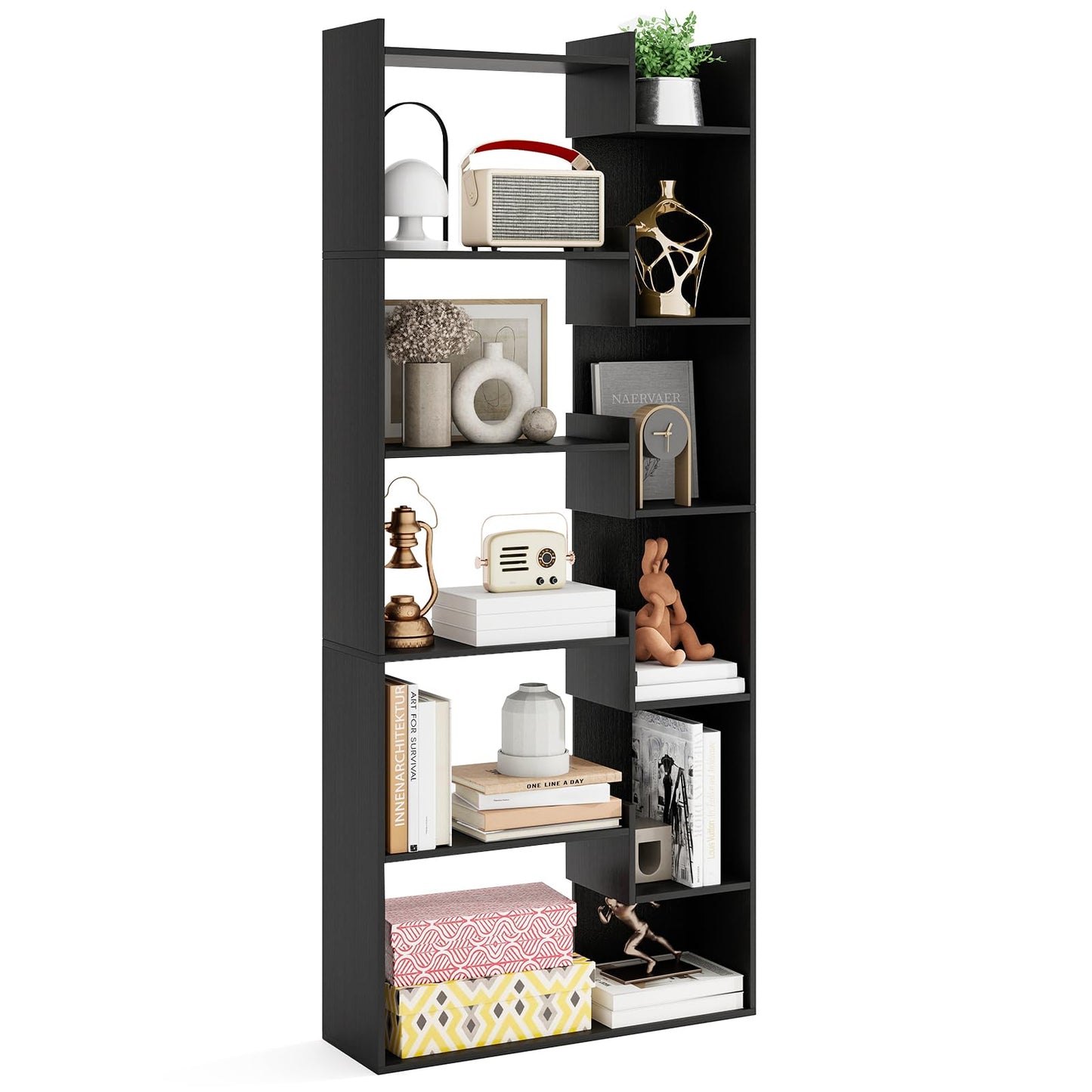 Tangkula 6-Tier Bookshelf | 64”H Tall Open Bookcase with Anti-Tip Kits (1/2)