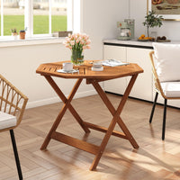 Table de salle à manger Tangkula en bois pour patio avec trou pour parasol de 5 cm