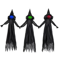 Tangkula 9.3 FT Outdoor Halloween Decoration Light Up Witch Stakes Set of 3