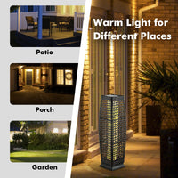 Tangkula 2-Piece Outdoor Solar Powered Floor Lamps, IP65 Waterproof Wicker Floor Lamps with Auto On/Off LED Light