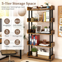 Tangkula 5-Tier Bookshelf Multipurpose Wood Standing Display Rack(1/2)