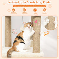 Tangkula 64 Inch Multi-Level Cat Tower with 2 Large Condos & Jute Scratching Posts