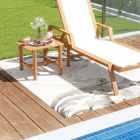Tangkula Patio Teak Wood Side Table, Outdoor End Table with Slatted Tabletop
