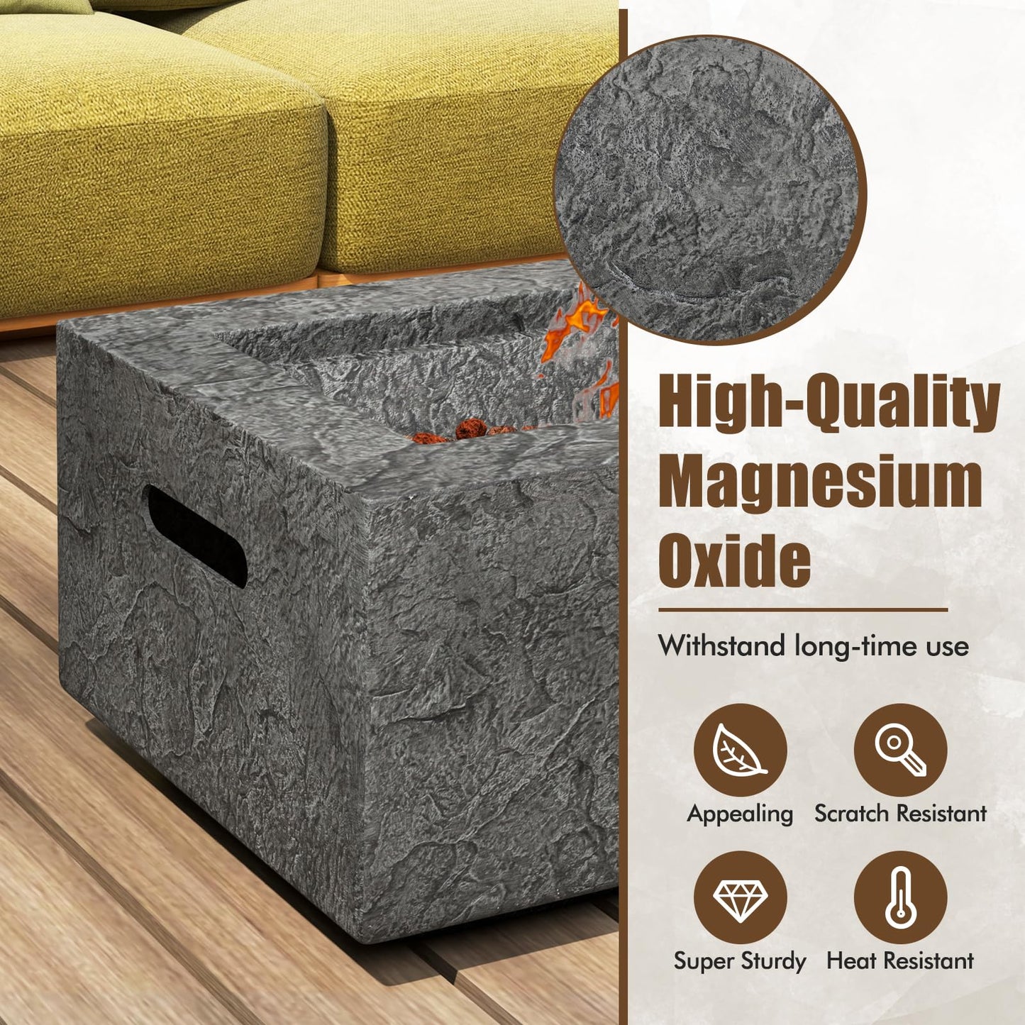 Tangkula 50,000 BTU Fire Pit Table Set, 42.5” Magnesium Oxide Propane Gas Fire Pit w/Hideaway Tank Holder, Protective Cover Included, Simple Ignition