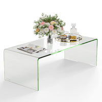 Tangkula Tempered Glass Coffee Table, Clear Coffee Table, International Occasion Tea Table