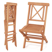 Tangkula Teak Wood Folding Patio Chairs Set of 2/4 (X-Shaped Back）