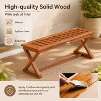 Tangkula Wood Outdoor Bench Backless