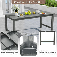 Tangkula 67" HDPE Outdoor Dining Table with Wood-Like Tabletop and Umbrella Hole