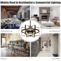 Tangkula 5 Lights Chandelier, Industrial Style Drum Shape Round Ceiling Lamp with Adjustable Hanging Chain & 5 E26 Lamp Holders