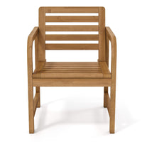 Tangkula Solid Teak Outdoor Dining Chair with Slanted Back & Slatted Seat