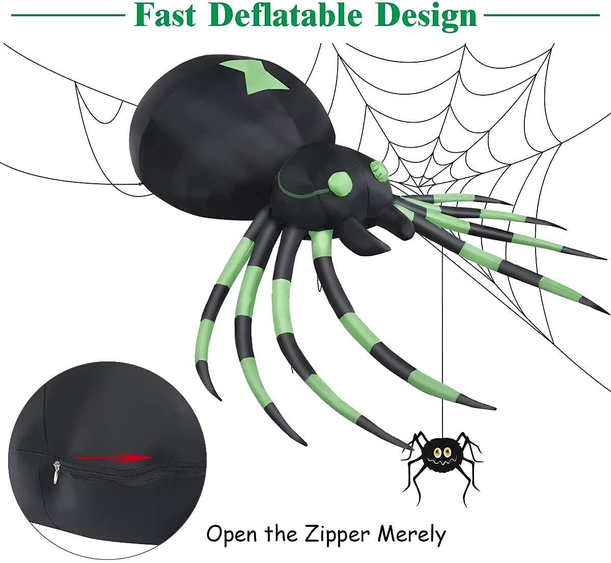 Tangkula 6 Ft Halloween Inflatable Spider with LED Lights Outdoor Indoor Halloween Decorations