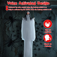 Tangkula 6.4 FT Halloween Animated Hanging Swinging Girl Creepy Doll