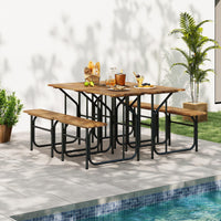 Tangkula Heavy-Duty Outdoor Acacia Wood Dining Bench Set