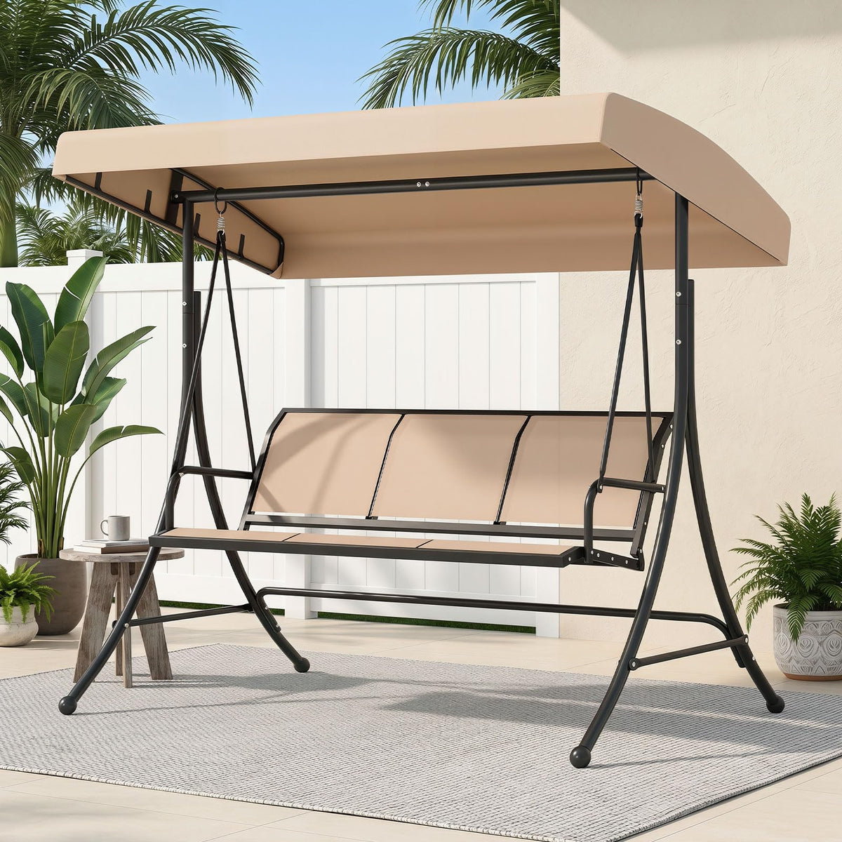 Tangkula 3 Person Porch Swing with Adjustable Canopy