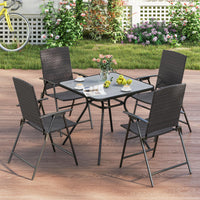 Tangkula Outdoor Folding Chairs Set Patio PE Wicker Dining Chairs