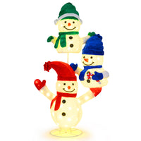 Tangkula 5 FT Christmas Lighted 3 Stacked Snowman Decoration