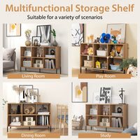 Tangkula 6 Cube Bookshelf, 2-tier Wood Storage Open Bookcase with Elevated Metal Legs, 5-Position Adjustable Shelf