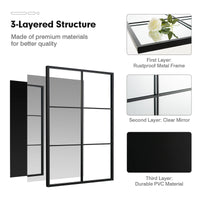 Tangkula Window Mirror 3-Layered Windowpane Mirror with Metal Frame