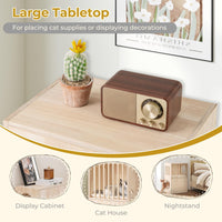 Tangkula 2 Tier Luxury Wood Cat House w/ 2 Washable Plush Cushions