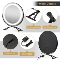 Tangkula Miroir de courtoisie de 16 po avec lumières, miroir de maquillage lumineux à LED à 3 couleurs à intensité variable avec écran tactile
