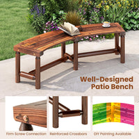 Tangkula Banc Courbé de Patio, Banc de Foyer en Bois Massif, Causeuse d'Extérieur sans Dossier