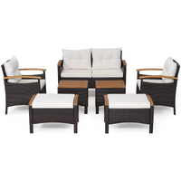 Tangkula 7 Pieces Patio Rattan Sofa Set, Outdoor Wicker Conversation Set