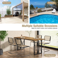 Tangkula 67 Inch Outdoor Dining Table, Acacia Wood Patio Table with 2 Inch Umbrella Hole