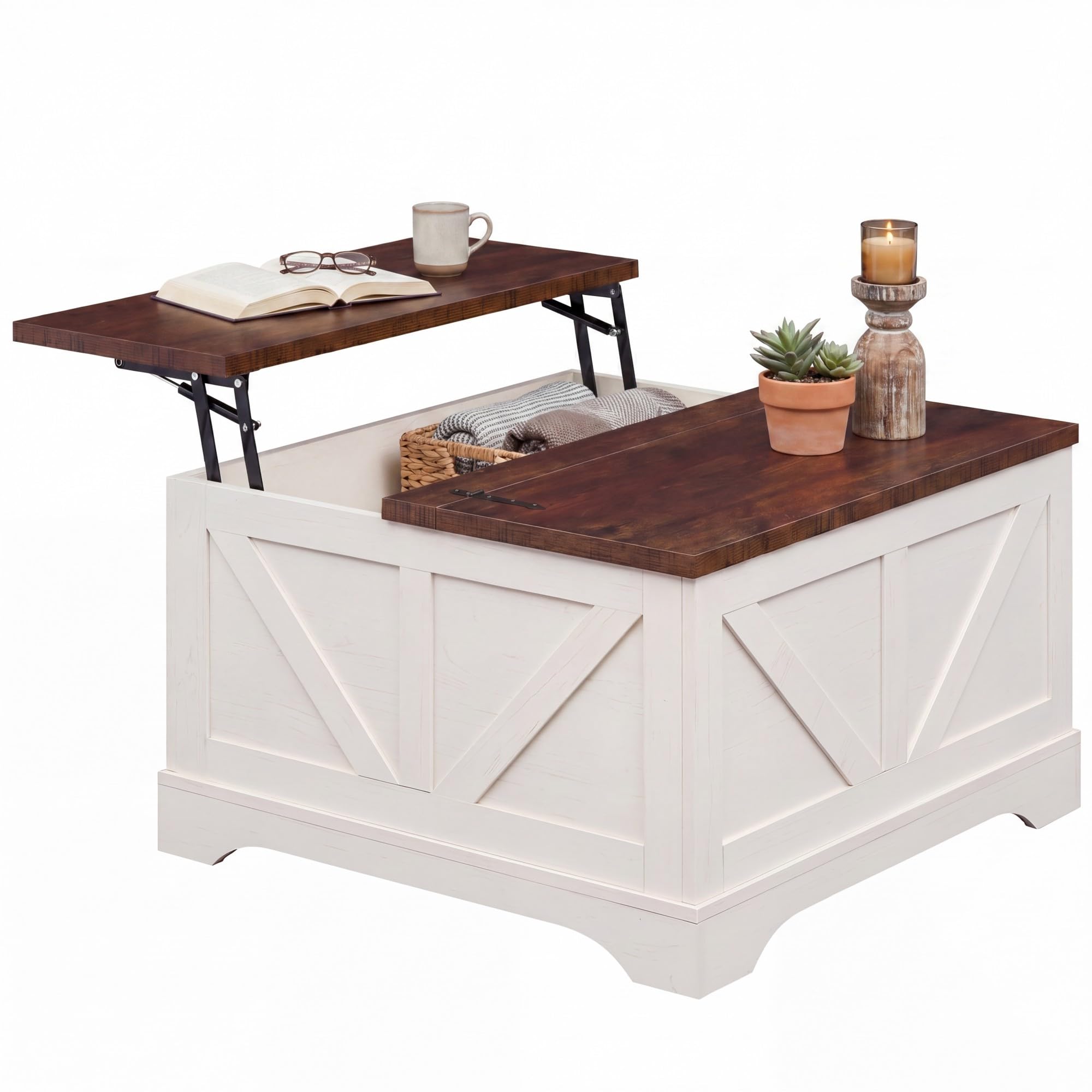 Tangkula Farmhouse Lift Top Coffee Table with Storage