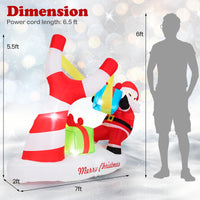 Tangkula 7 FT Christmas Inflatable Santa Outdoor Decoration