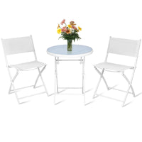 Tangkula 3 Pieces Folding Patio Bistro Set, No Assembly Required
