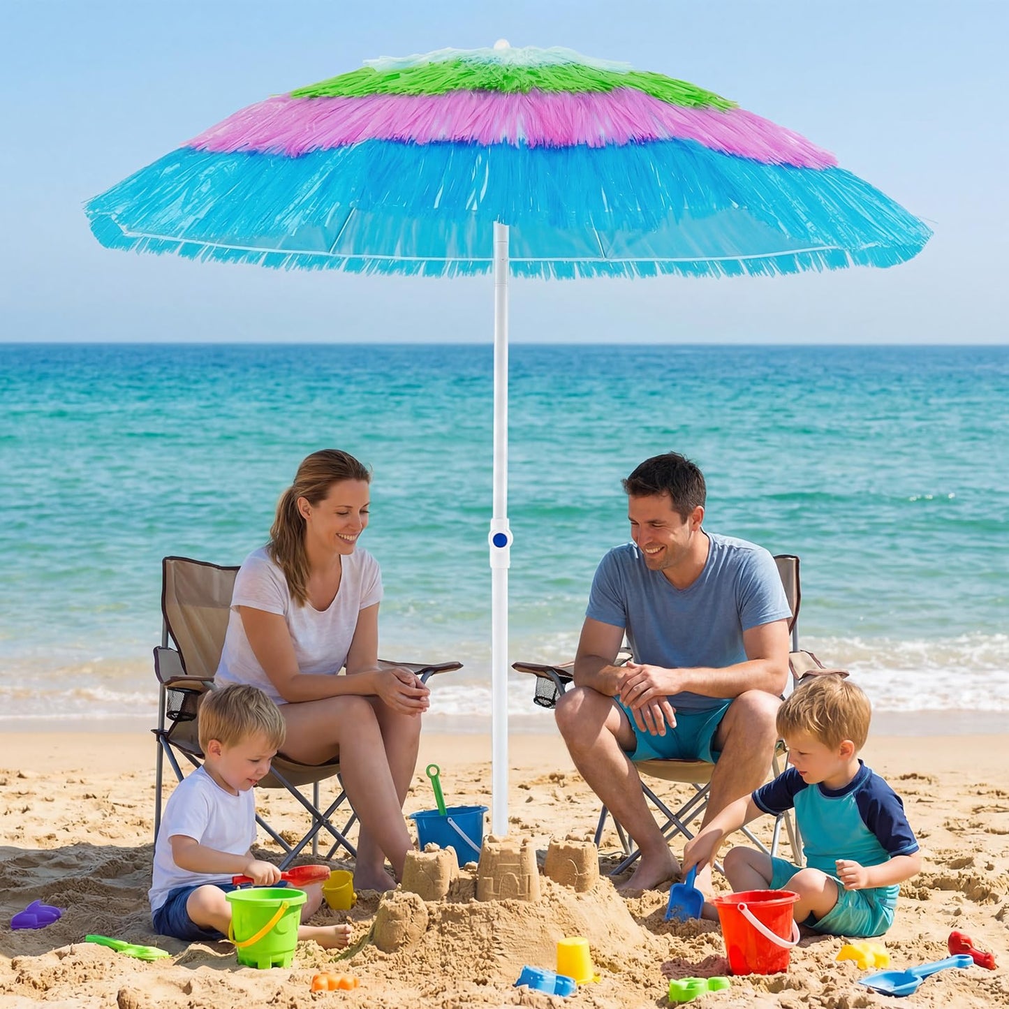 Tangkula 6FT Tiki Patio Umbrella with Carrying Bag