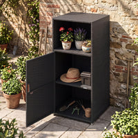 Tangkula Rattan Outdoor Storage Cabinet with 3 Storage Shelves