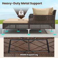 Tangkula Wicker Chaise Lounge for 2 with Seat & Back Cushions
