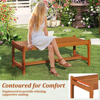 Tangkula Outdoor Wood Bench Backless for Backyard