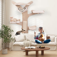Meuble Arbre à Chat Mural Tangkula avec 4 Plateformes Rembourrées