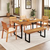 Tangkula 63" Acacia Wood Dining Table for 6 People