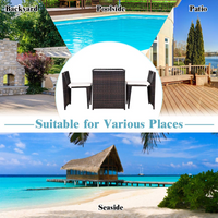 3 PCS Outdoor Rattan Dining Set  - Tangkula