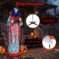 Tangkula 5.6 FT Halloween Animated Clown with Snap-up Head & Glowing Eyes