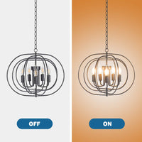 Tangkula Folding Rotatable Chandelier, 5 Lights Metal Ceiling Lamp with 39.5' Iron Chain (Black)