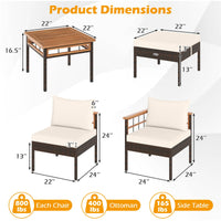 Tangkula 7 Pieces U Shaped Outdoor Wicker Furniture Set