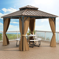 Tangkula 10 X 10 FT Hardtop Gazebo with Netting